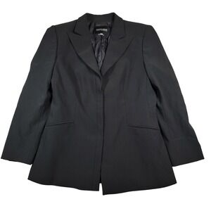 Giorgio Armani Wool Blend Blazer Jacket Women‎ Sz IT 48 US 10 Black Pinstripe